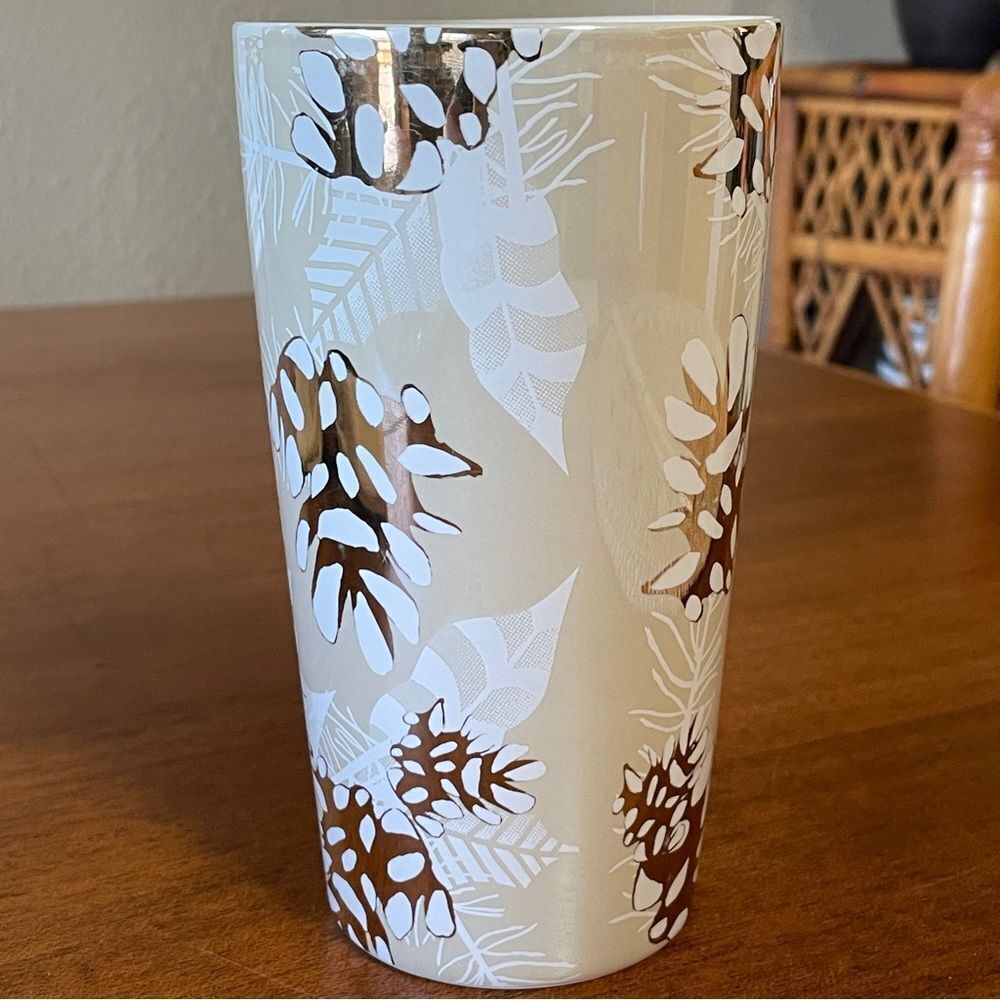 Starbucks 2020 Holiday Pinecone Ceramic Tumbler with Leaf Design 12 oz. - Picture 5 of 11
